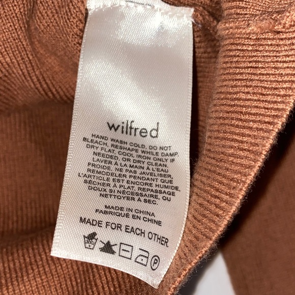 Wilfred Women's Tan Rebecca Turtleneck cropped Sweater Merino wool Size XS - Picture 9 of 13